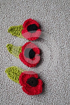 Hand made crochet poppy for Remembrance Day